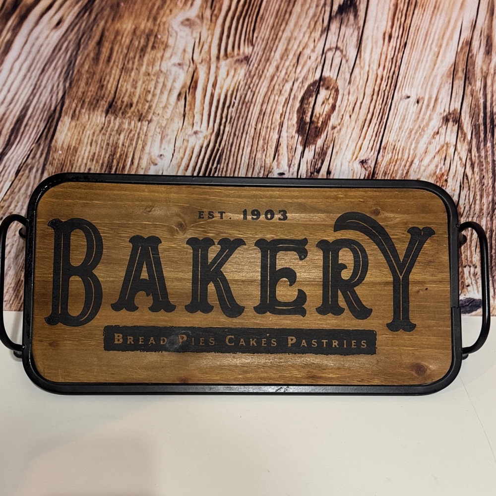 Rustic Bakery Serving Tray with Handles
